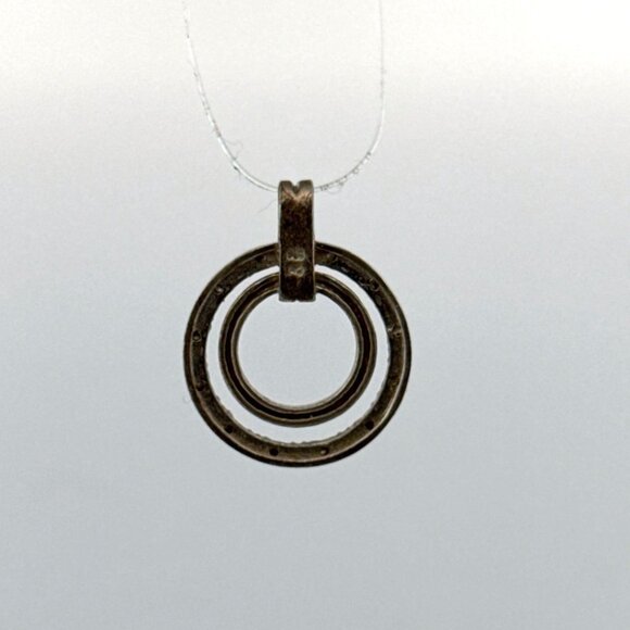 Estate Sterling Silver 925 Double Circle Textured Pendant, 24mm, 2.7g, No Chain - Picture 3 of 8